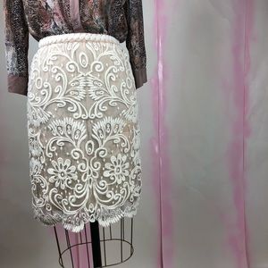 SALE Yoana Baraschi Lace Pencil Skirt Scalloped